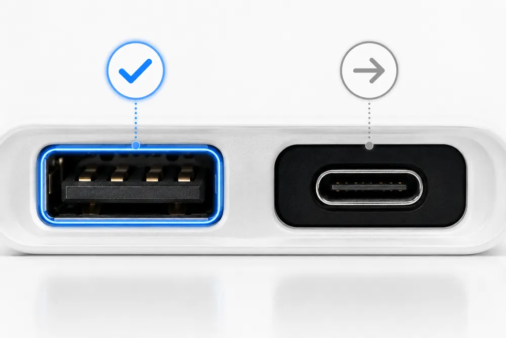 USB-A와 USB-C 차량 포트 비교